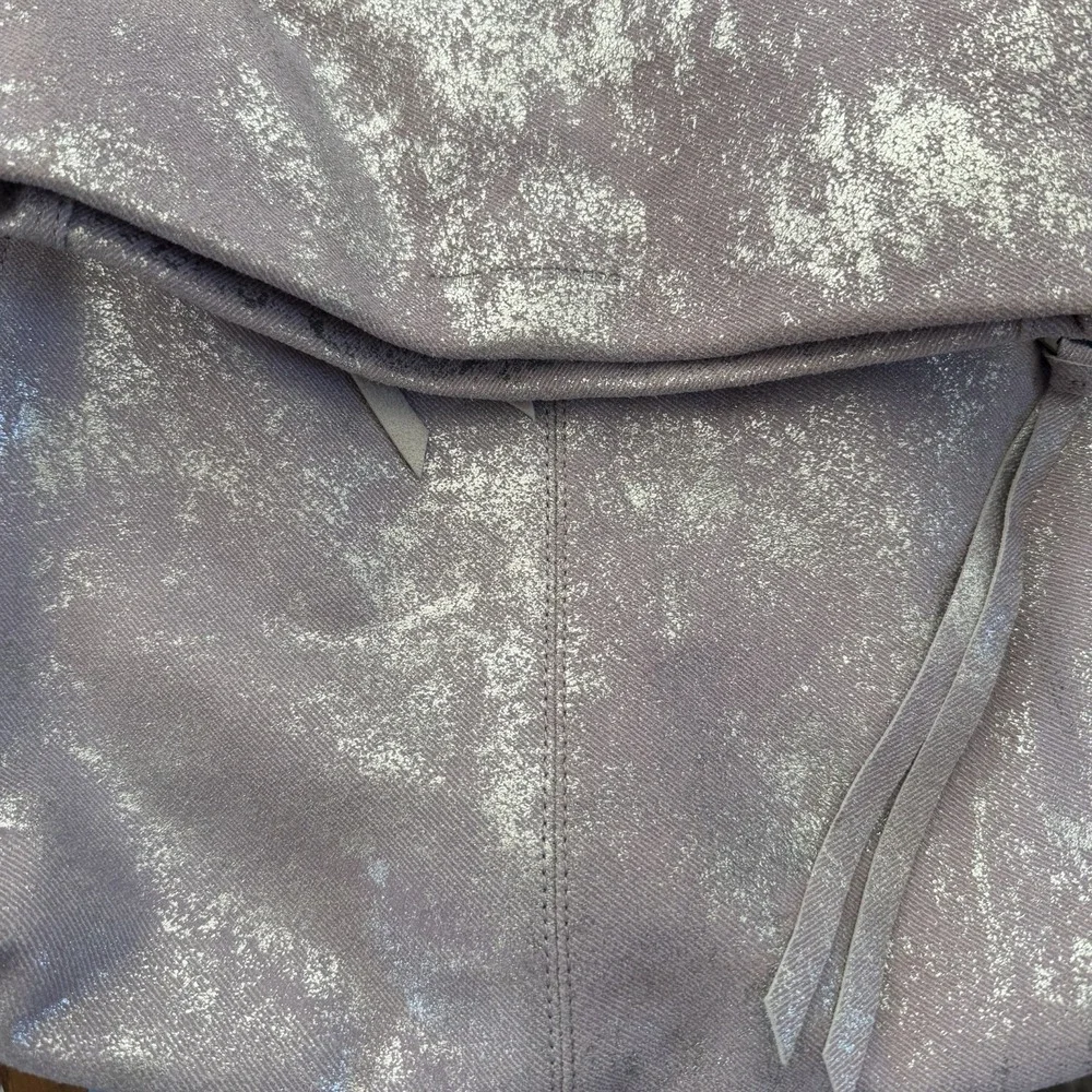 Aimee Kestenberg Bali Hobo Bag Purse Double Entry Lamb Leather Lavender Denim